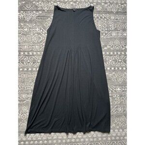 J Jill Wherever Collection Sleeveless Midi Dress Large Black Pintuck Stretch